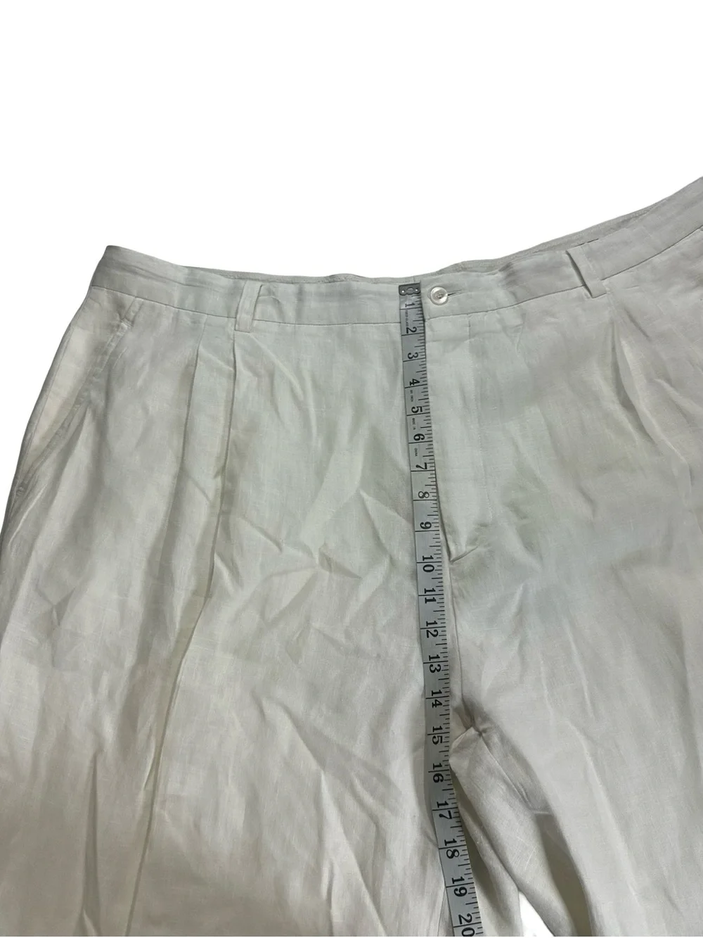 Vtg Royale Prestige White Linen Dress Pants Sz 46x32 Pleated Trousers Cuffed